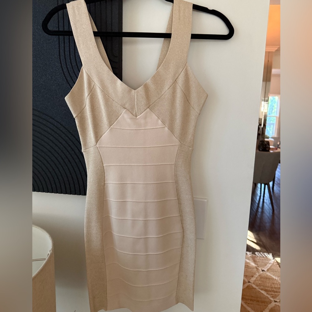 Elegant Beige Bandage Dress